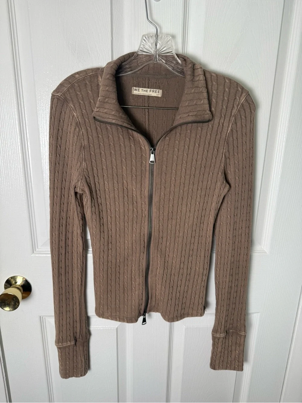 Free People Brunch Girl Up Zip Up in Dusted Cocoa S